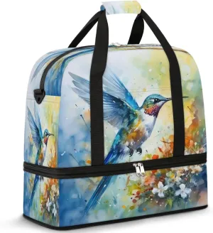 Vivid Hummingbird Flight Travel Duffel Bag, Travel Essentials, Gym Bag for Women, Weekender Overnight Bag With Shoes Compartment, Carry On Bags for Airplanes