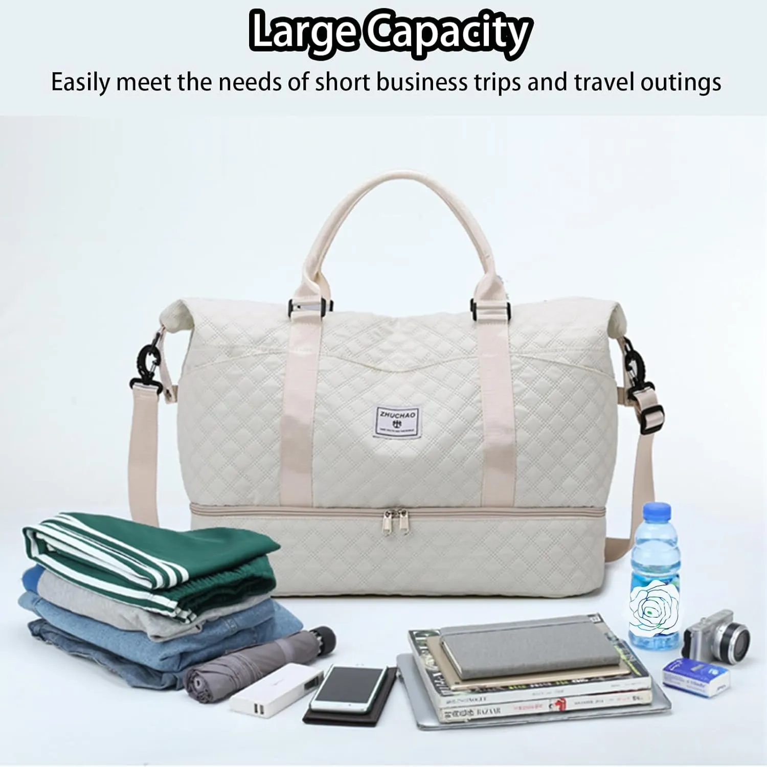 Weekender Bags for Women, Personal Item Travel Bag with Shoes Compartment, Travel Duffel Bags with Toiletry Bag for Gym Hospital Fitness(Light Purple)