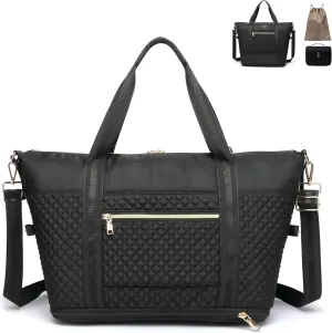 Weekender Bags for Women,3-in-1 Duffle Bag for Travel with Shoes Bag,Overnight Carry On Bag with Toiletry Bag&Wet Pocket, Black