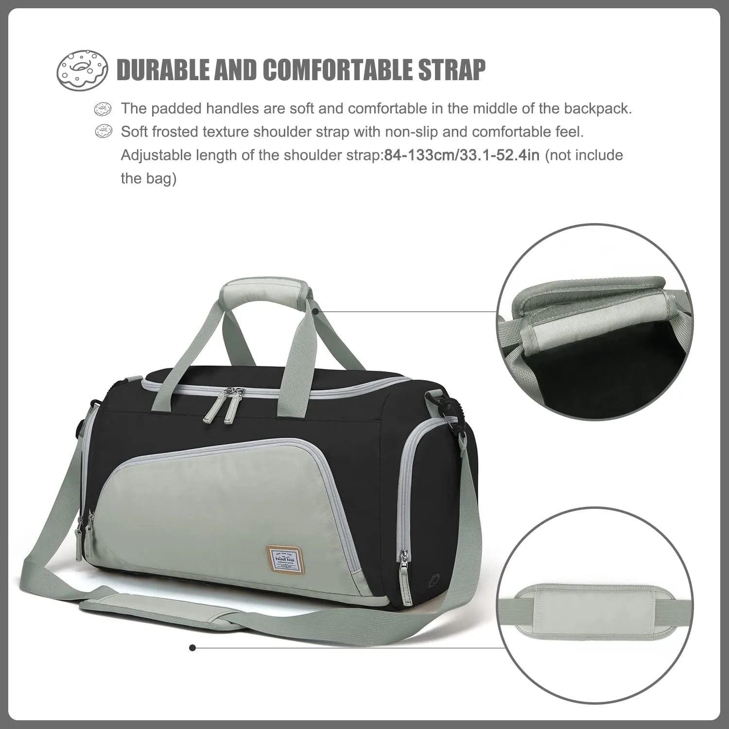 WindTook Women's Sports Bag, 35L Fitness Bag with Shoe Compartment, Travel Bag, Women's Training Bag, Duffel Bag, Weekender Swimming Bag, Sports Gym Bag, Men's Travel Bag for Sports, Fitness, Yoga, 53