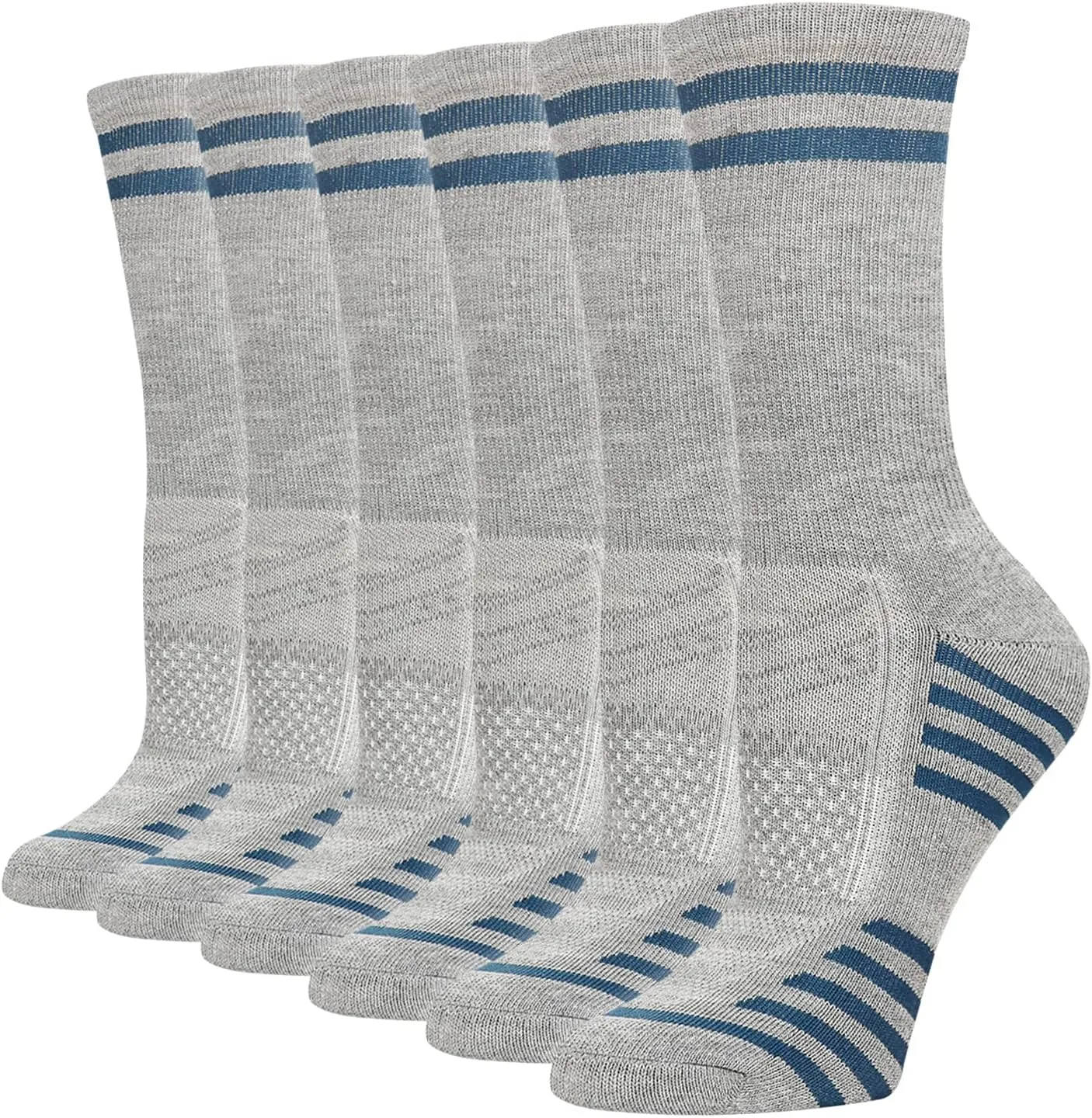 Women's Athletic Crew Socks 6 Pack, Running Breathable Cushion Socks with Arch Support