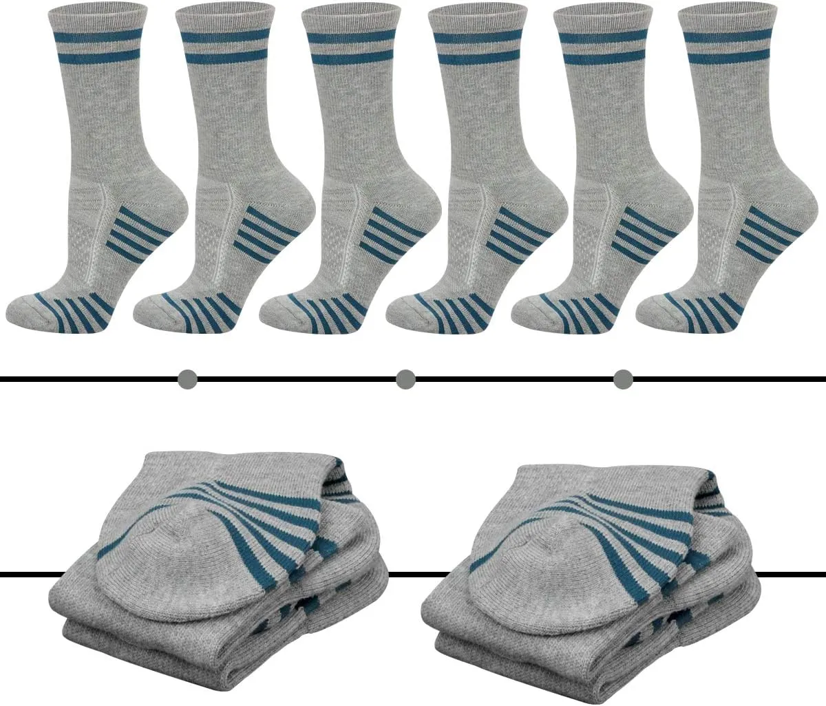 Women's Athletic Crew Socks 6 Pack, Running Breathable Cushion Socks with Arch Support