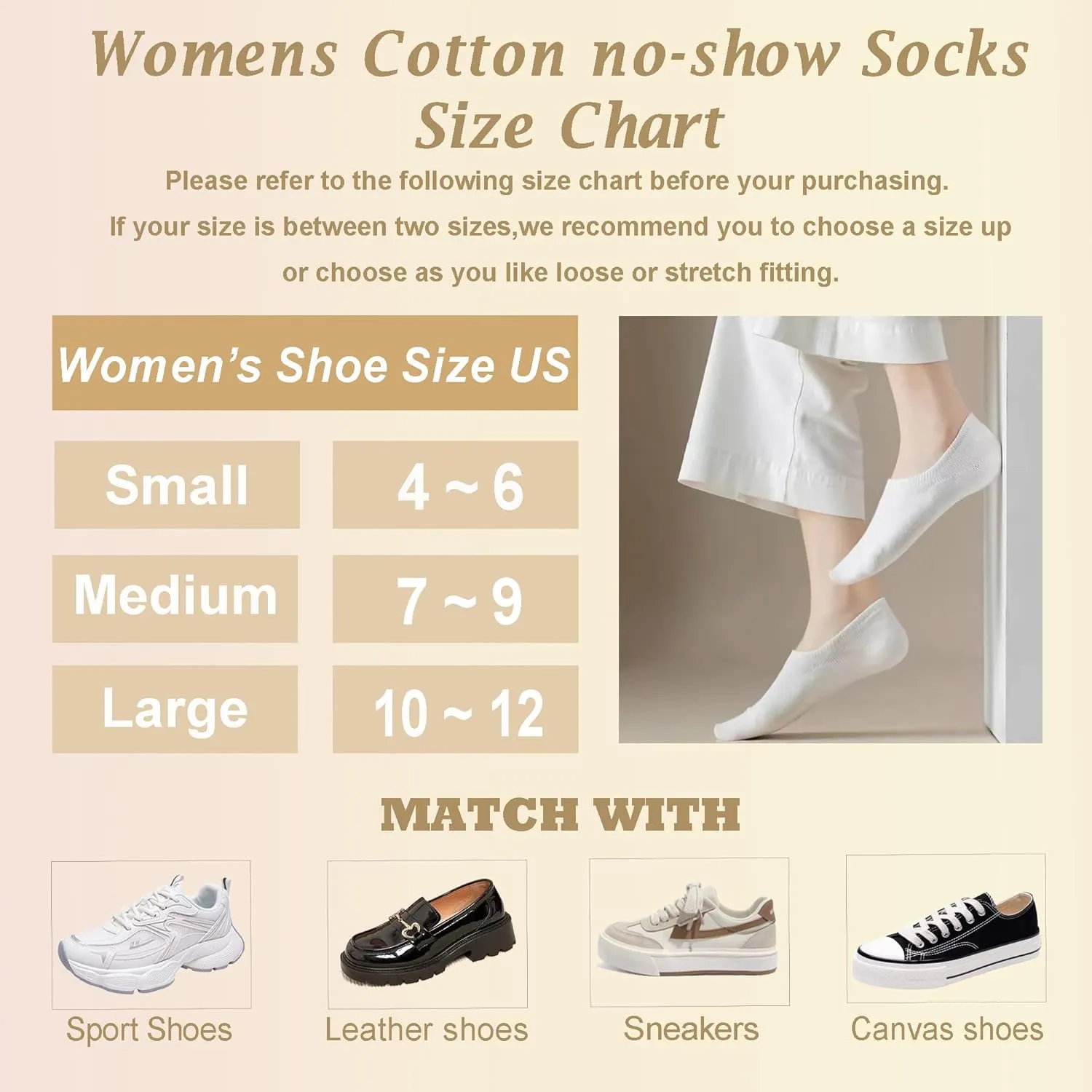 Womens Cotton Liner Socks Invisible Moisture Wicking Non Slip no show Socks for Women 8 Pairs
