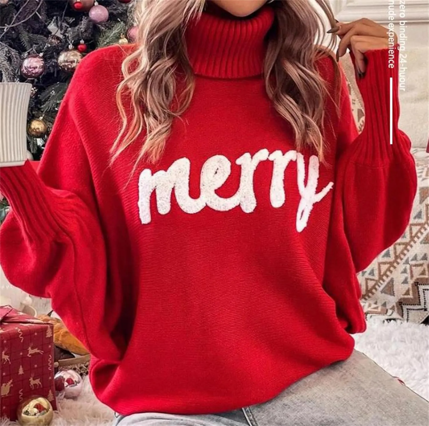 Womens Oversized Sweaters Turtleneck Batwing Long Sleeve Pullover Loose Chunky Knit Jumper Holiday Christmas
