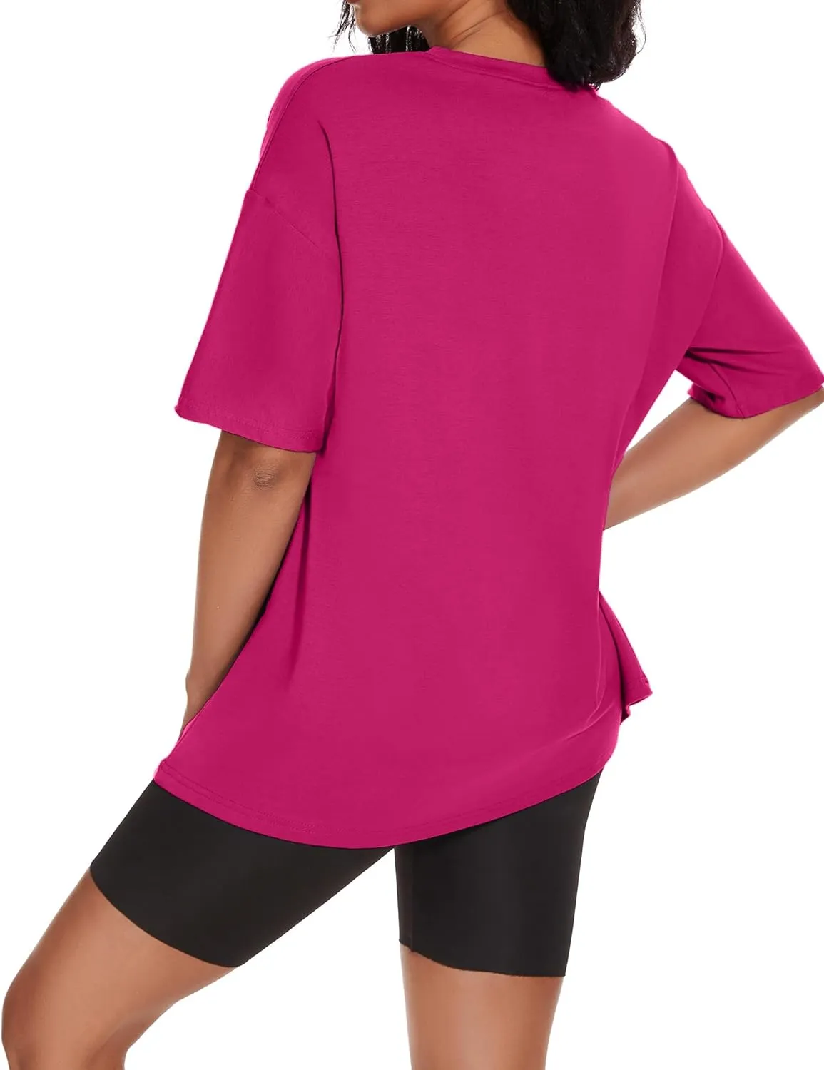 Women's Oversized T Shirts Summer Casual Crewneck Tunic Tops Short Sleeve Cozy Comfy Cotton Basic Tees