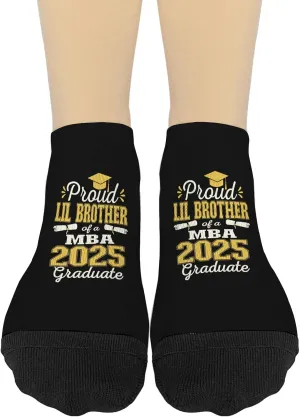 Womens Proud Little Brotherss of Class Of 2025 MBAs Graduate Family Womens Cotton Socks No Show Socks Mens
