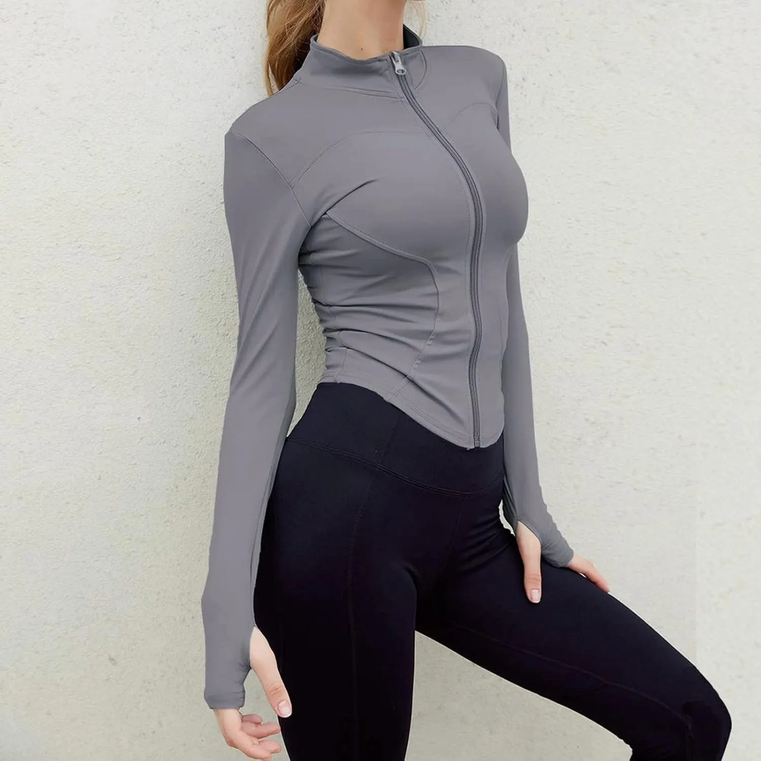 Women's Yoga Activewear Zipper Front Sports Tops Long Sleeve Sports Cropped Tops Women Jacket