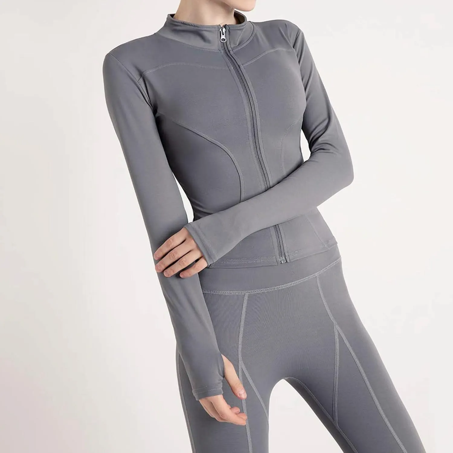 Women's Yoga Activewear Zipper Front Sports Tops Long Sleeve Sports Cropped Tops Women Jacket