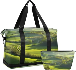xigua Gym Bag Ldyllic Green Space Travel Duffel Bag - Sports Gym Bag with Dry Wet Pocket Cosmetic bag & Shoes Compartment for Women and Men