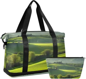xigua Gym Bag Ldyllic Green Space Travel Duffel Bag - Sports Gym Bag with Dry Wet Pocket Cosmetic bag & Shoes Compartment for Women and Men