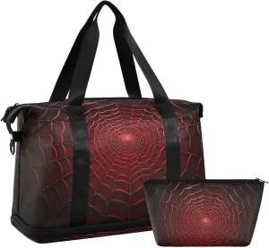 xigua Gym Bag Web Texture Red Travel Duffel Bag - Sports Gym Bag with Dry Wet Pocket Cosmetic bag & Shoes Compartment for Women and Men