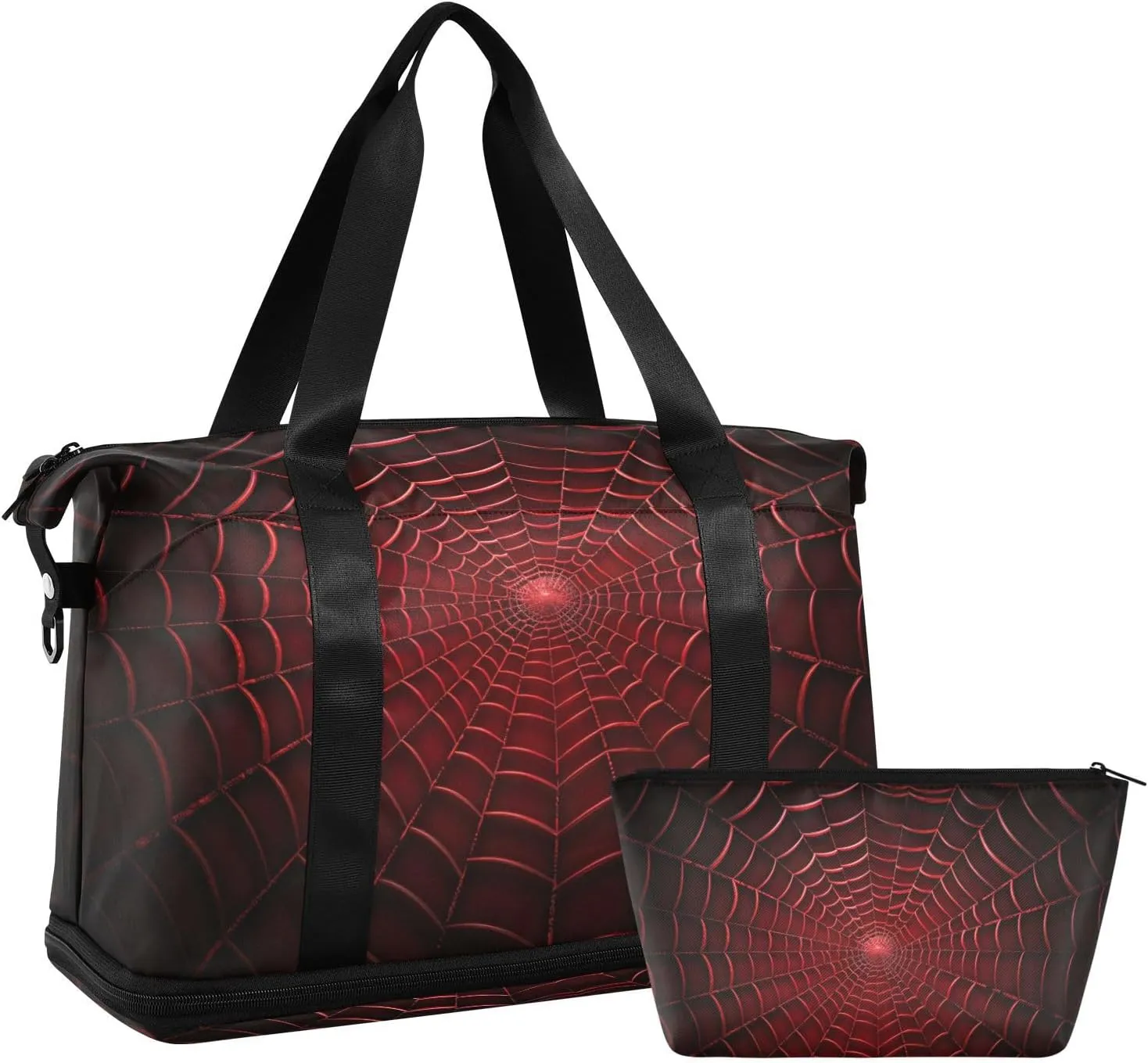 xigua Gym Bag Web Texture Red Travel Duffel Bag - Sports Gym Bag with Dry Wet Pocket Cosmetic bag & Shoes Compartment for Women and Men