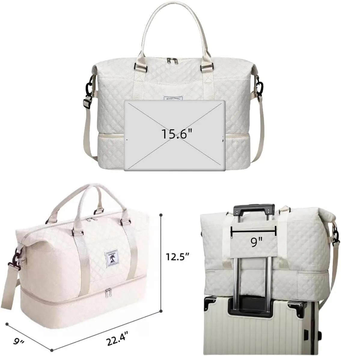 XINGOHQ Travel Duffle Bag with Shoe Compartment, Large Weekender Tote for Women,Carry on Overnight Bag,Gym Duffel Bag with Wet Pocket, Hospital Bags for Labor and Delivery, beige, Large Travel Duffle