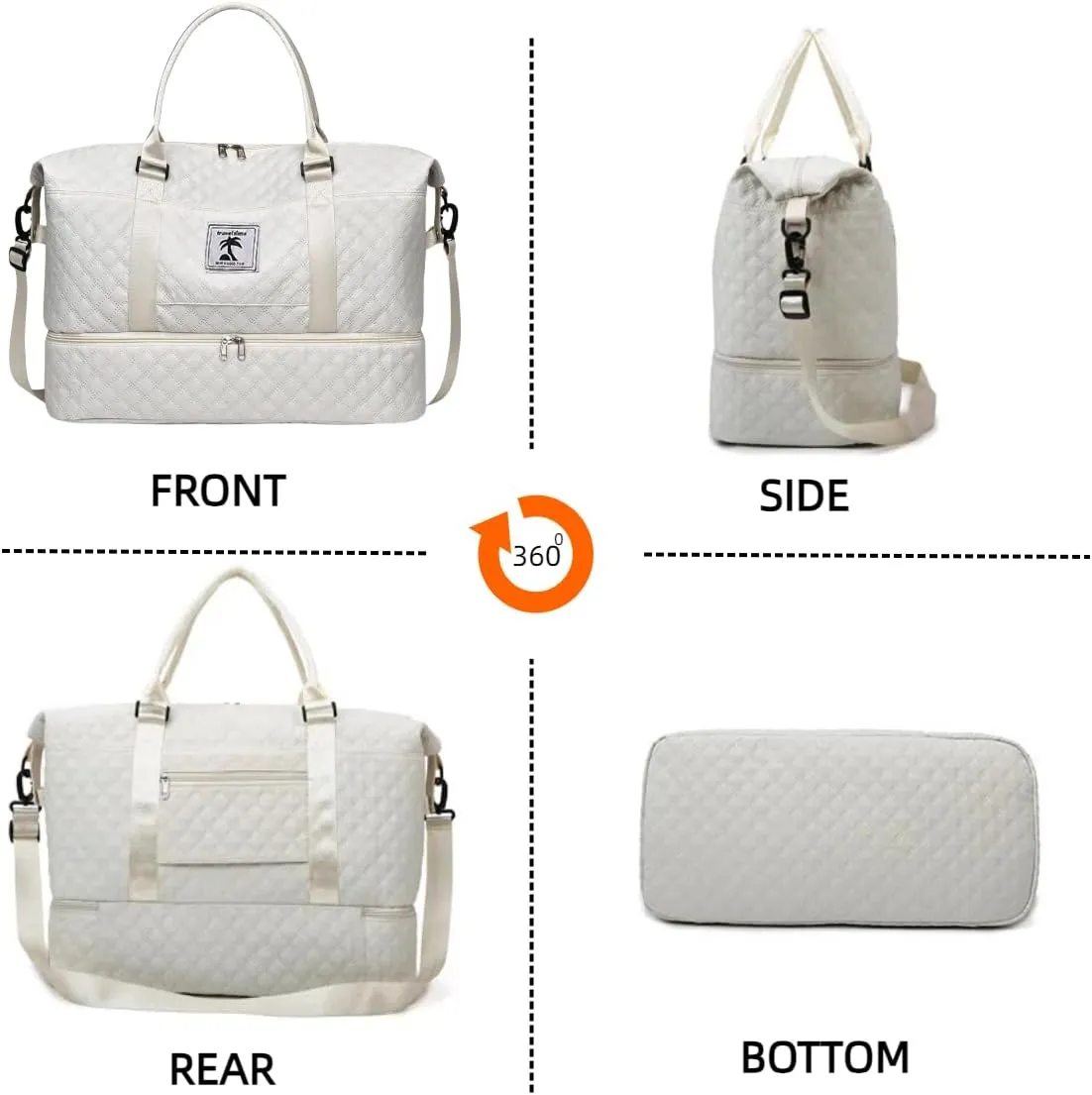 XINGOHQ Travel Duffle Bag with Shoe Compartment, Large Weekender Tote for Women,Carry on Overnight Bag,Gym Duffel Bag with Wet Pocket, Hospital Bags for Labor and Delivery, beige, Large Travel Duffle