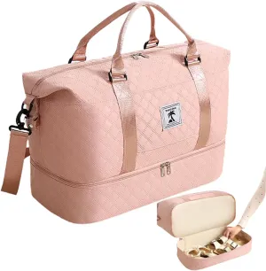 XINGOHQ Travel Duffle Bag with Shoe Compartment, Large Weekender Tote for Women,Carry on Overnight Bag,Gym Duffel Bag with Wet Pocket, Hospital Bags for Labor and Delivery, Pink, Large Travel Duffle