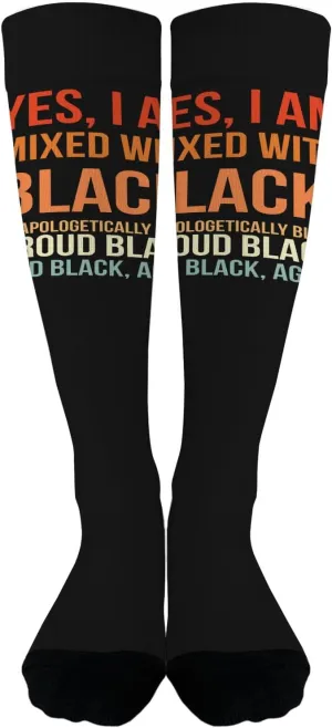 Yes I'm Mixeds With Black For Black Historys Month Womens Socks Crew Crew Length Sock