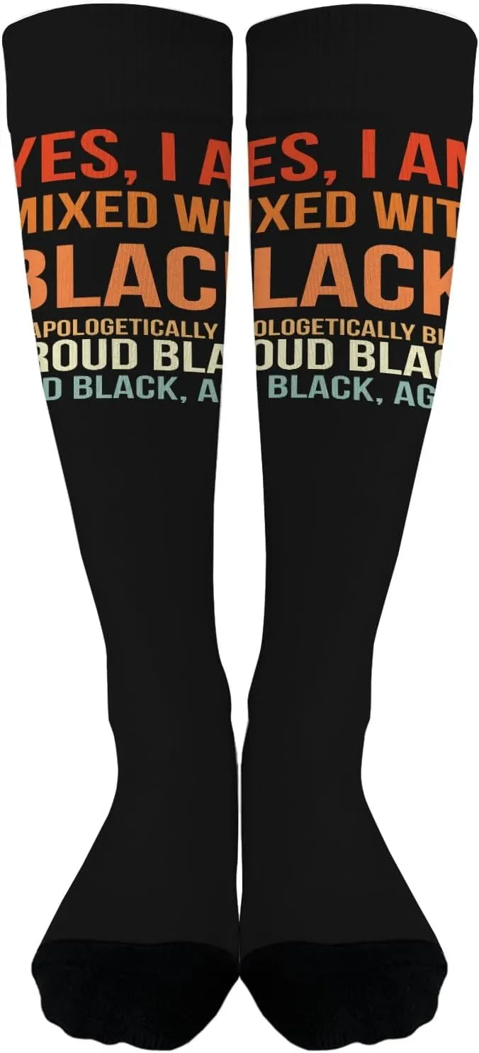 Yes I'm Mixeds With Black For Black Historys Month Womens Socks Crew Crew Length Sock